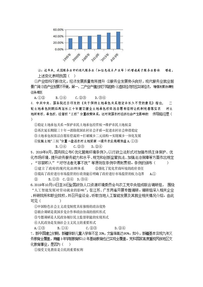 山东师范大学附属中学2020届高三4月份线上模拟政治试题02