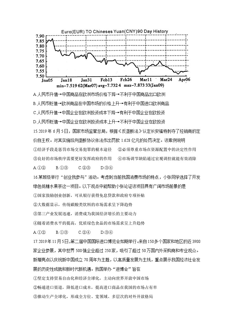 四川省内江市高中2020届高三上学期第一次模拟考试 政治02