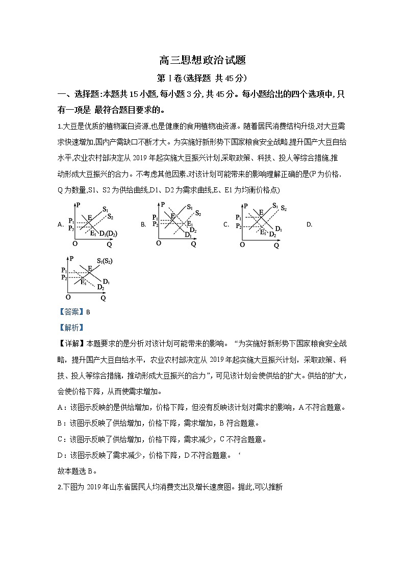山东省德州市2020届高三一模政治试题01