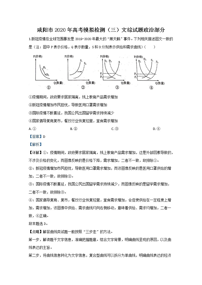 陕西省咸阳市2020届高三三模政治试题01