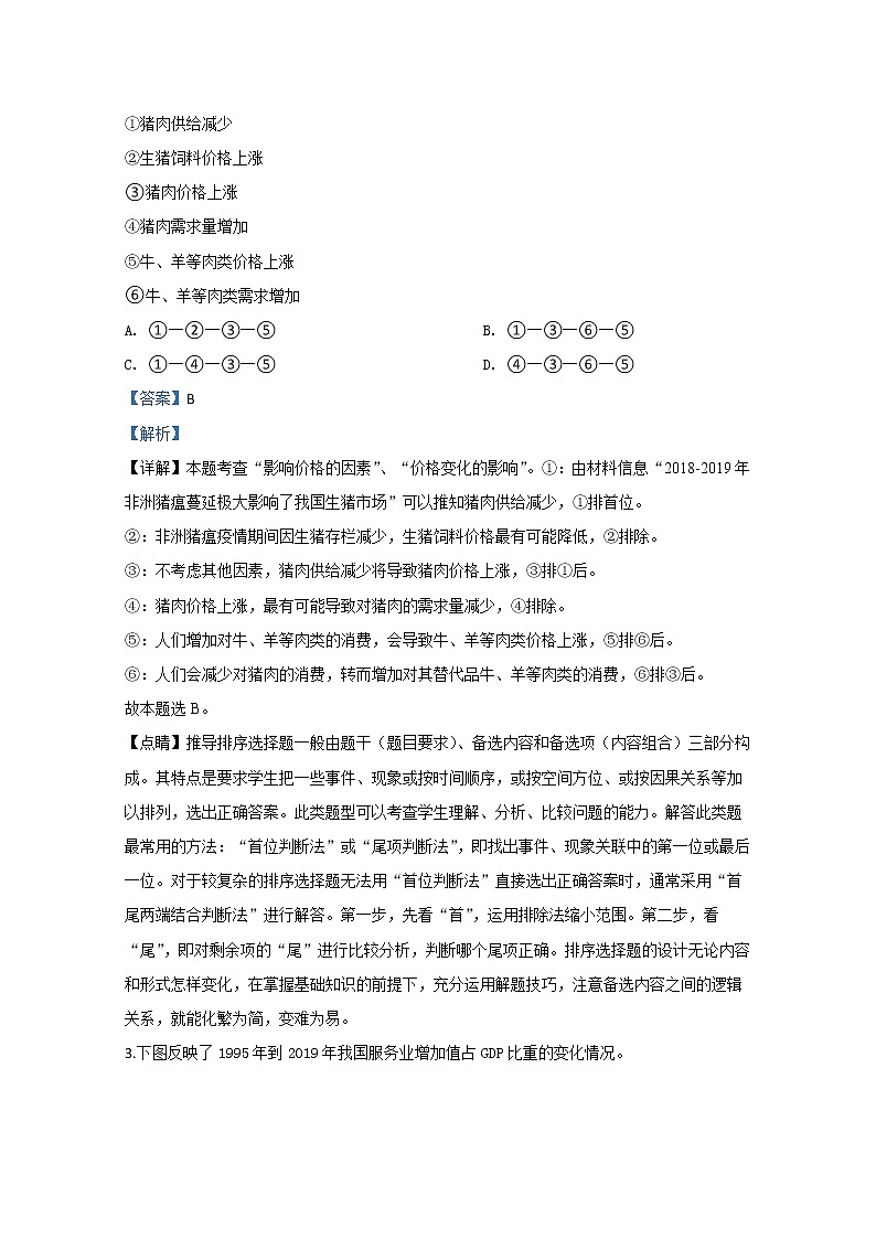 河北省衡水中学2020届高三下学期七调政治试题02