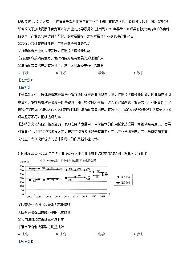 2019届山东省临沂市高三第二次模拟考试文科综合政治试卷（解析版）02