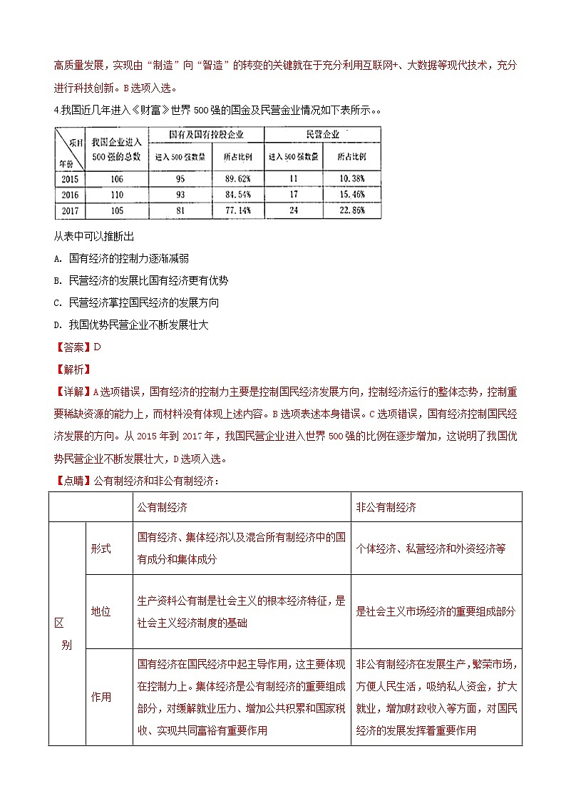 2019届山东省烟台市高三下学期第一次模拟考试文科综合政治试卷（解析版）03