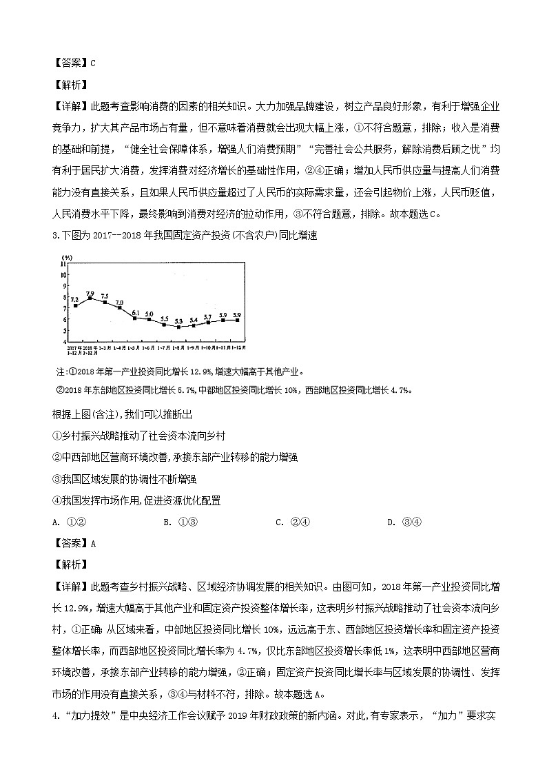 2019届山西省高三百日冲刺考试文科综合政治试题（解析版）02