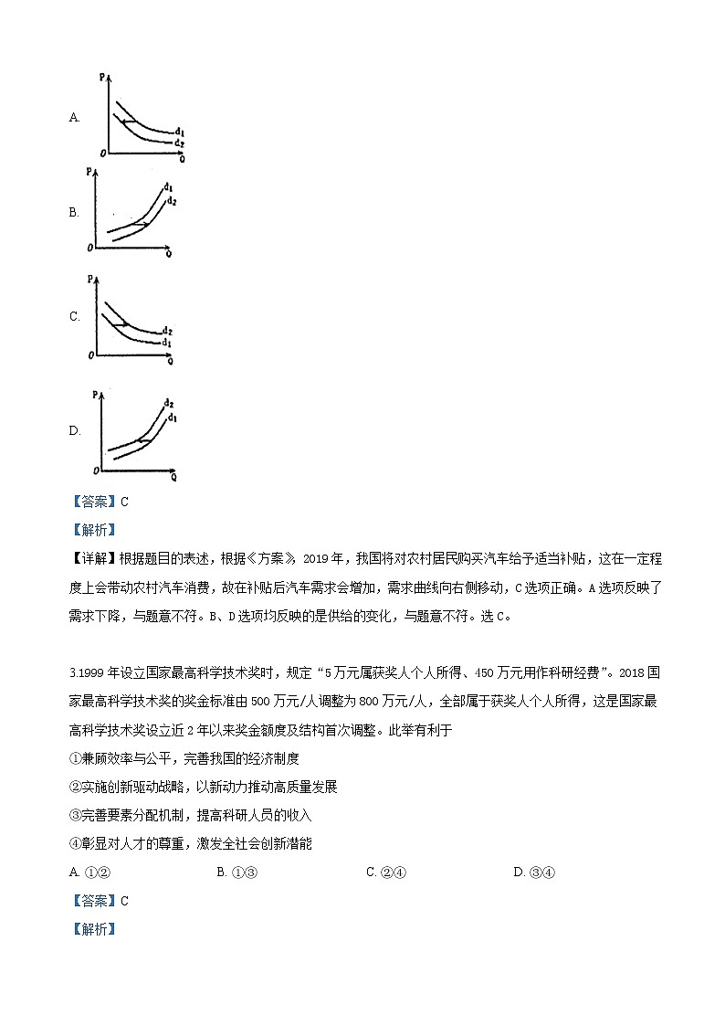 2019届山东省德州市第一中学高三第二次模拟考试文科综合政治试卷（解析版）02