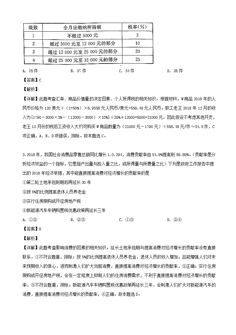 2019届湖南师范大学附属中学高三考前演练（三）文科综合政治试题（解析版）第2页