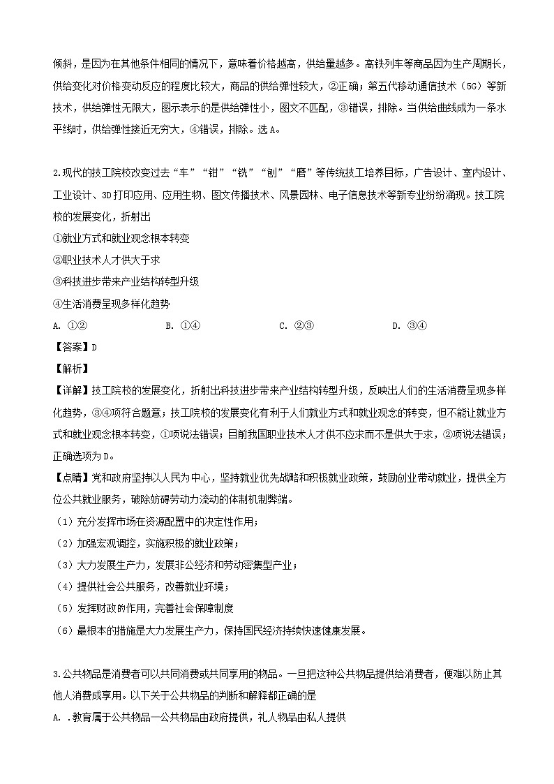 2019届河南省郑州市高三第三次全真模拟文综政治试题（解析版）02