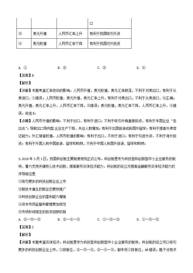 2019届湖南省岳阳市第一中学高三第二次模拟考试文科综合政治试卷（解析版）第2页