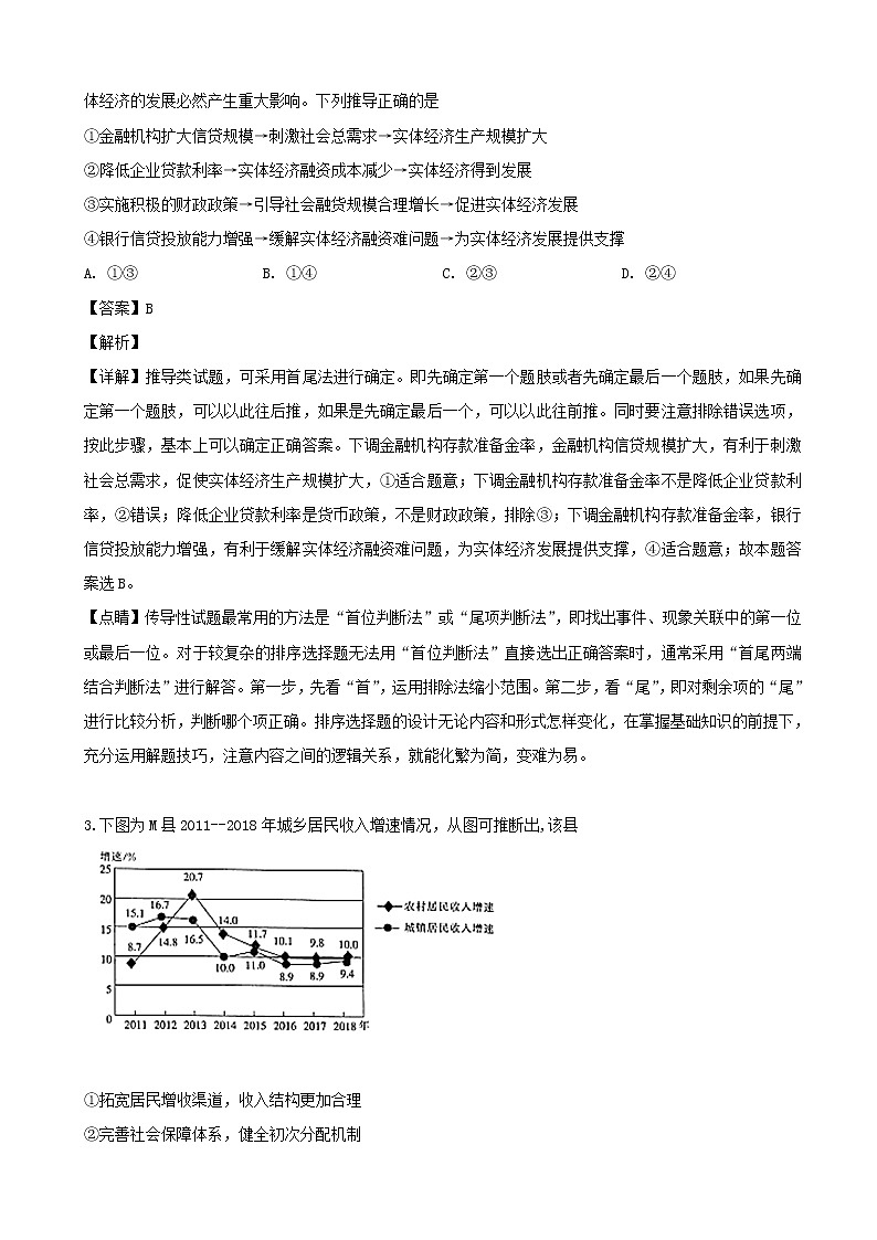 2019届广东省高三普通高等学校招生全国统一考试文科综合模拟（一）政治试题（解析版）02