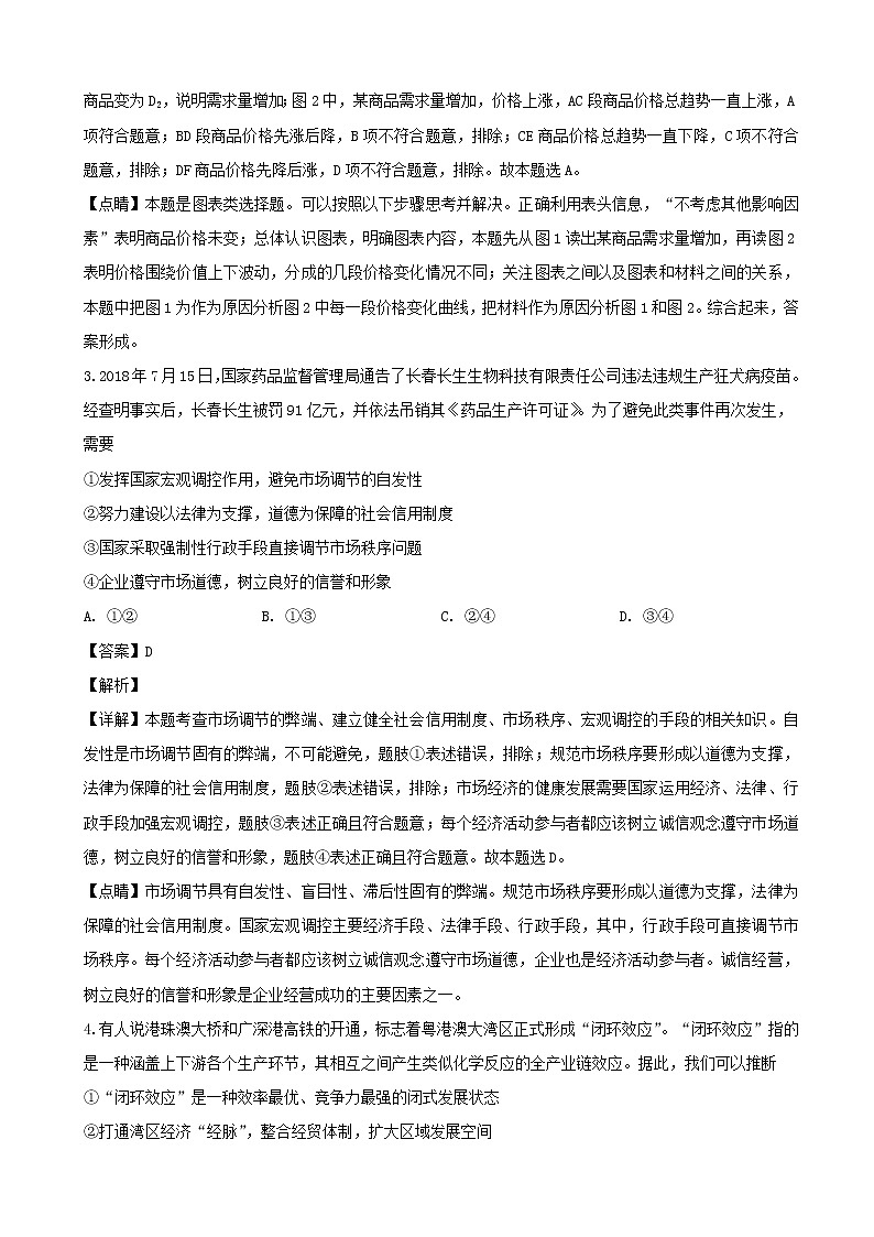 2019届广东省揭阳市高三一模考试文综政治试题（解析版）02
