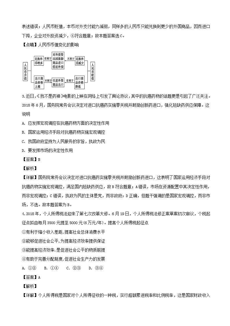 2019届广东省阳春市第一中学高三上学期模拟考试政治试题（解析版）02