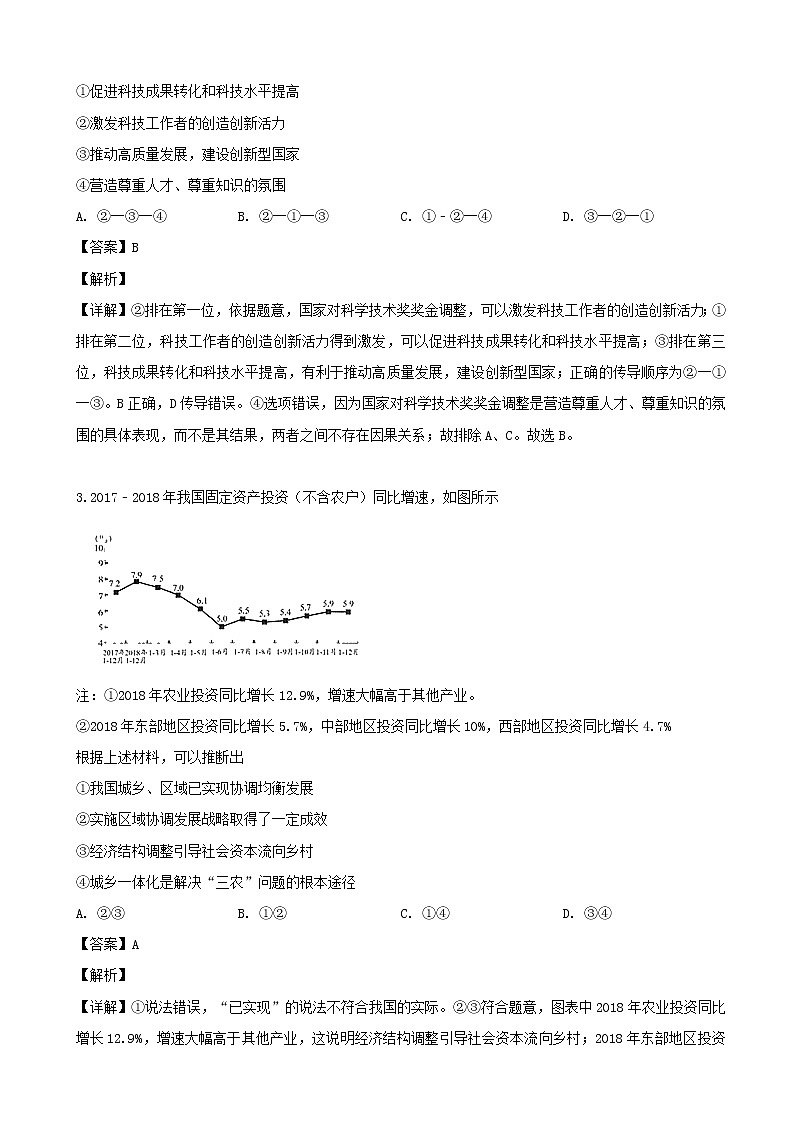 2019届贵州省安顺市高三二模考试文综政治试题（解析版）第2页
