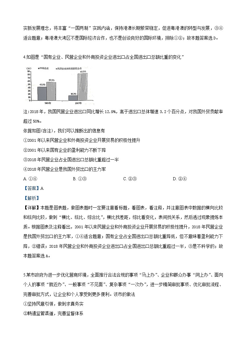 2019届河北省唐山市高三第二次模拟考试文科综合政治试卷（B）（解析版）第3页