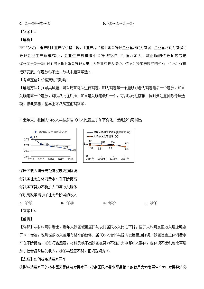 2019届东北三省三校（哈师大附中等）高三第四次模拟考试文综政治试题（解析版）第2页