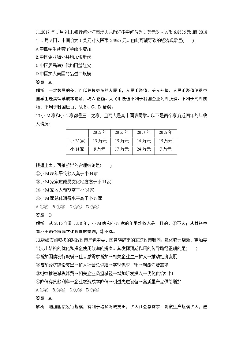 2020届浙江省高考复习综合模拟卷（八）政治（解析版）02