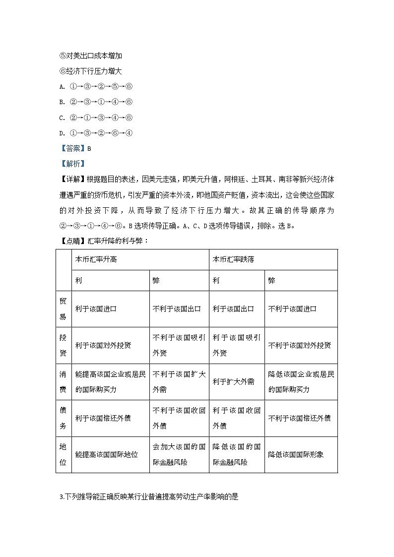 2020届河北省衡水中学高三上学期第四次调研考试政治试题 Word版含解析02