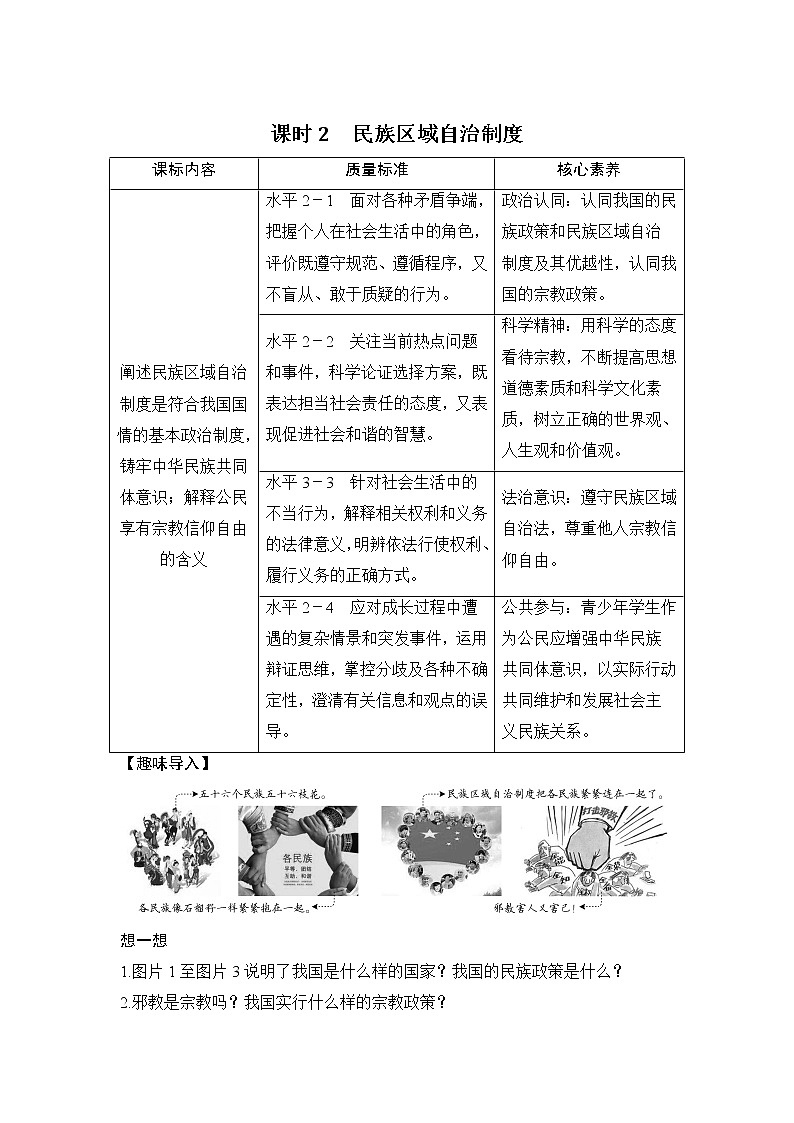 （新）统编版高中政治必修三教学讲义：第二单元+第六课+课时2+民族区域自治制度01