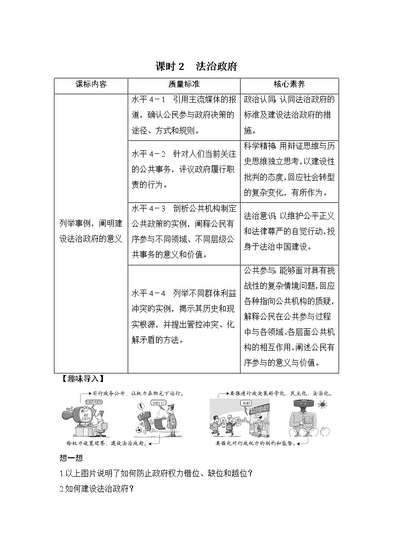 （新）统编版高中政治必修三教学讲义：第三单元+第八课+课时2+法治政府01
