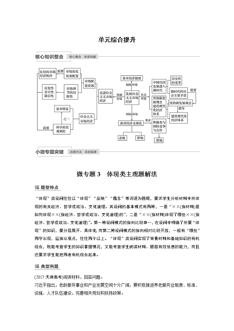 2021年高考政治一轮复习（新高考版）必修1 第04单元 单元综合提升 试卷01