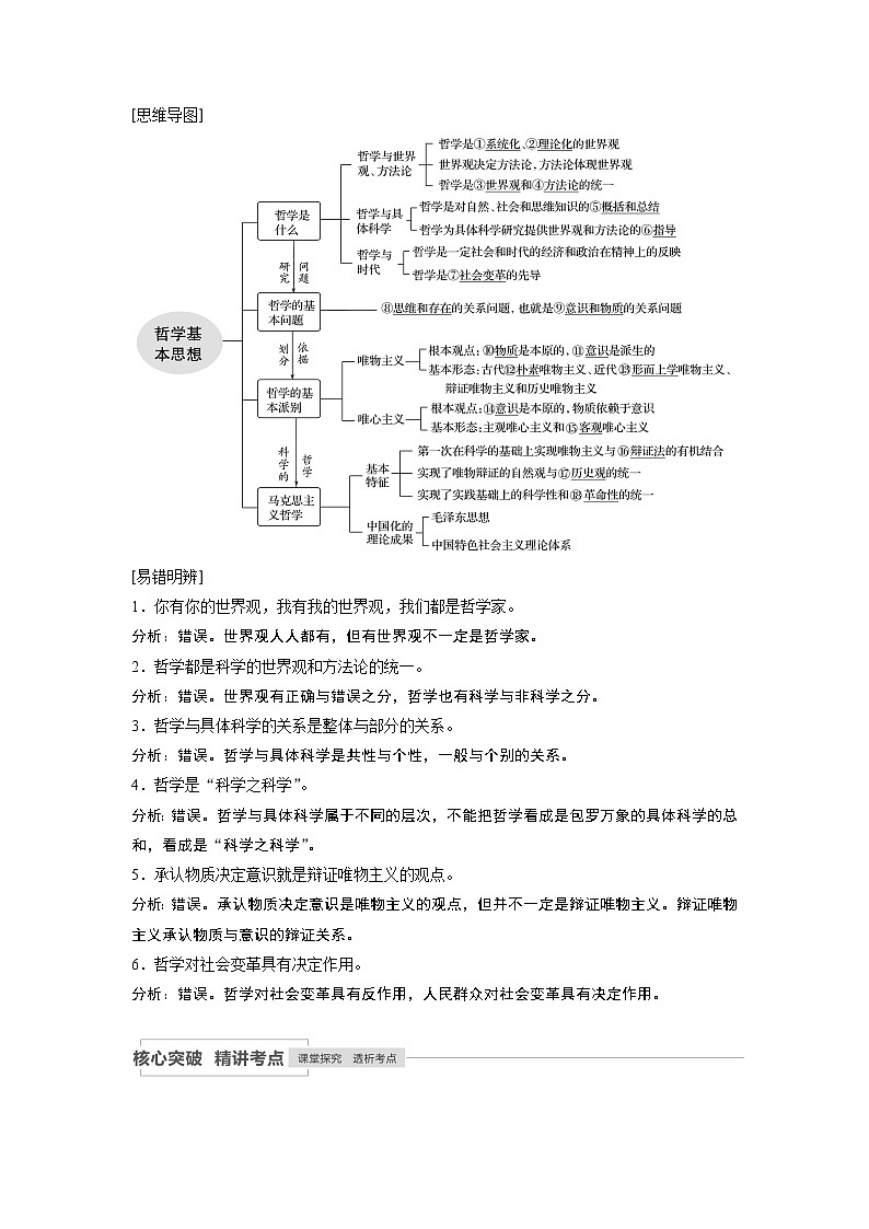 2021年高考政治一轮复习（新高考版）必修4 第11单元 第28讲　哲学基本思想 教案02