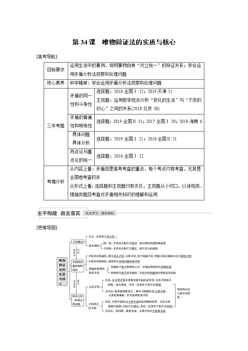 2021年高考政治一轮复习（新高考版）必修4 第12单元 第34讲　唯物辩证法的实质与核心 教案01