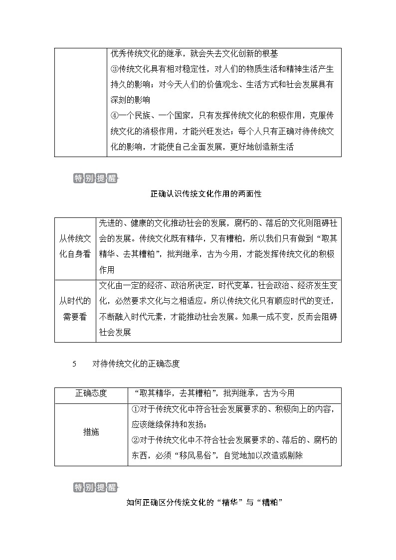 2021高三全国统考政治一轮教师用书（经典版）：第三部分第二单元第四课文化的继承性与文化发展03