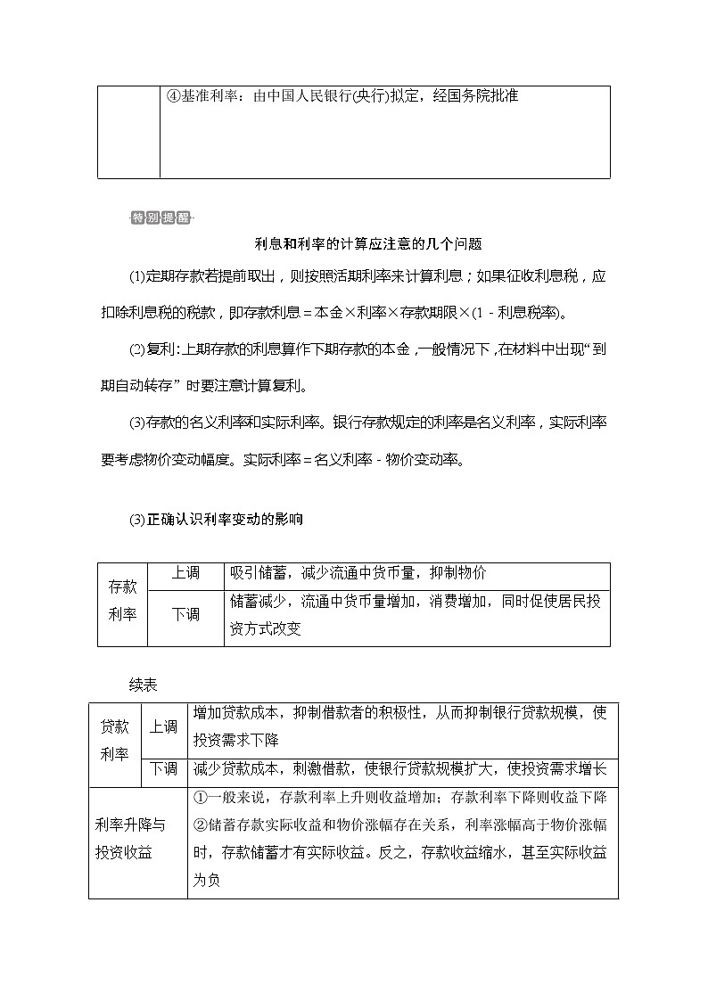 2021高三全国统考政治一轮教师用书（经典版）：第一部分第二单元第六课投资理财的选择03