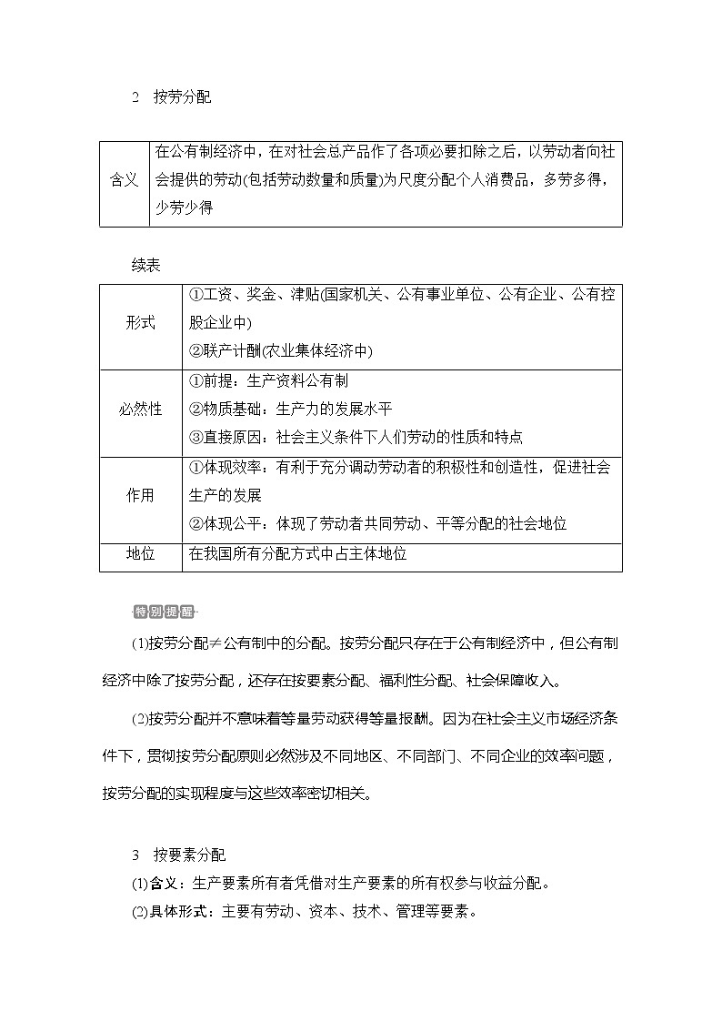 2021高三全国统考政治一轮教师用书（经典版）：第一部分第三单元第七课个人收入的分配02