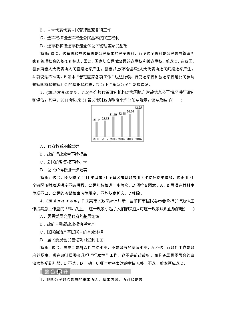 2020江苏高考政治二轮讲义：专题五　我国的公民与政府02