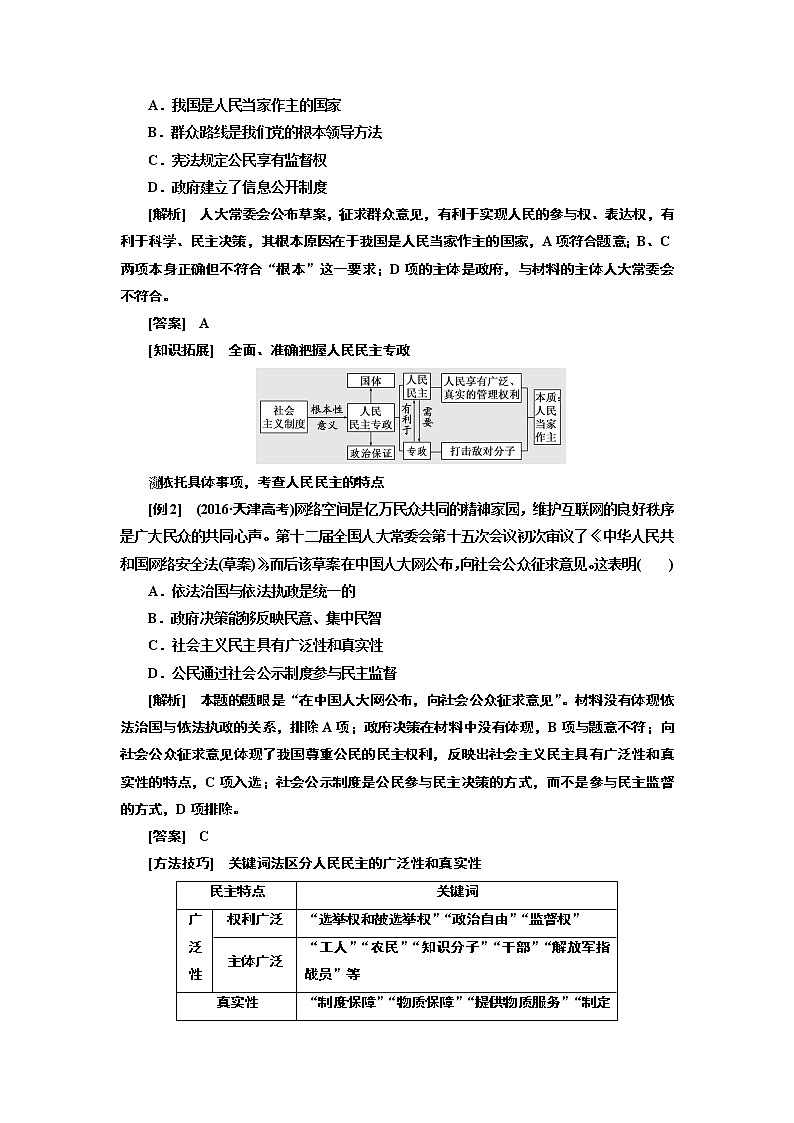 2020版高考一轮复习政治江苏专版讲义：必修2第一单元第一课　生活在人民当家作主的国家03