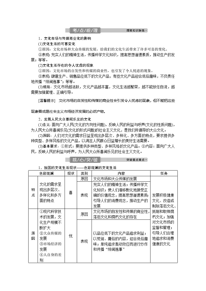 2021版新高考选考政治一轮复习教师用书：文化生活第四单元1第八课　走进文化生活03