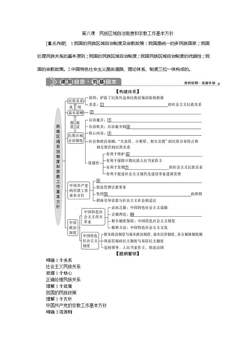 2021版新高考选考政治一轮复习教师用书：政治生活第三单元4第八课　民族区域自治制度和宗教工作基本方针01
