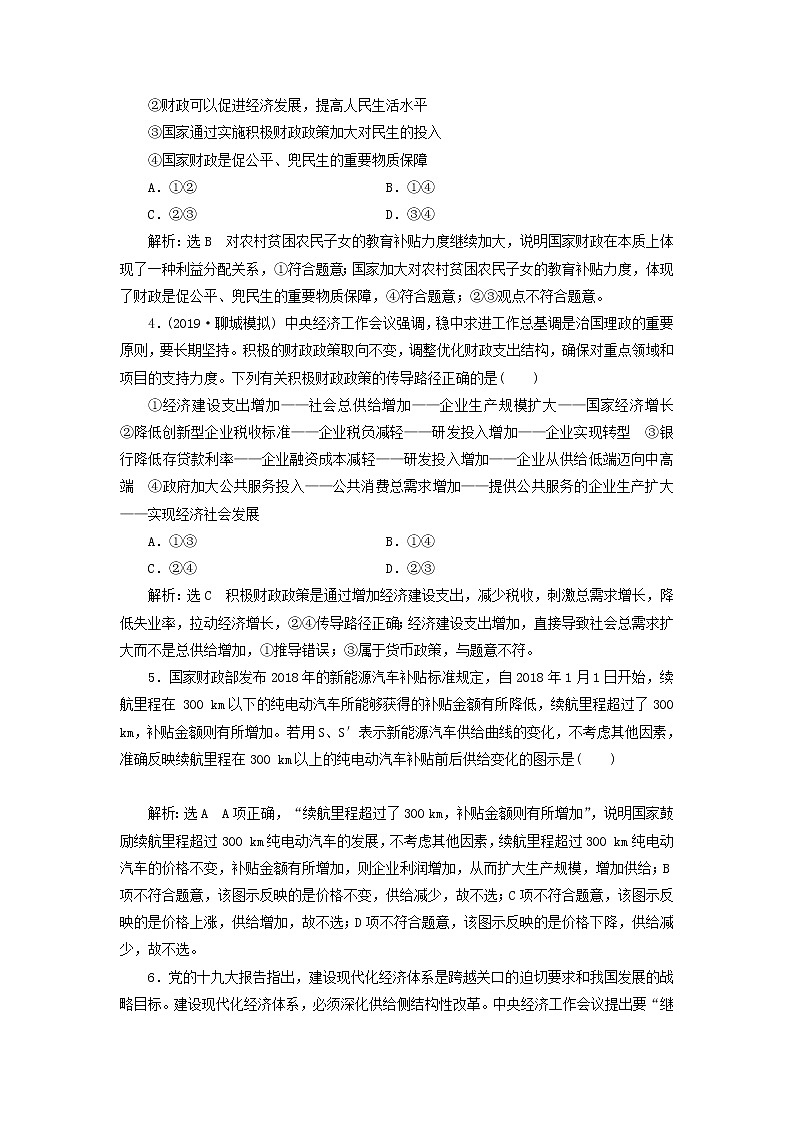 2020版高三政治一轮复习每课一测08《财政与税收》(含解析)第2页
