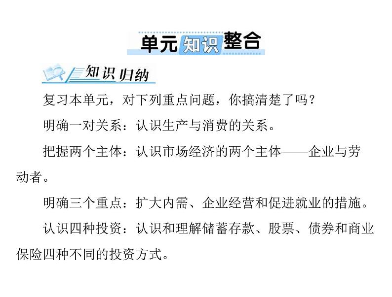 2020年高考政治一轮复习课件：第一部分 必修1 第2单元 单元知识整合(含答案)01