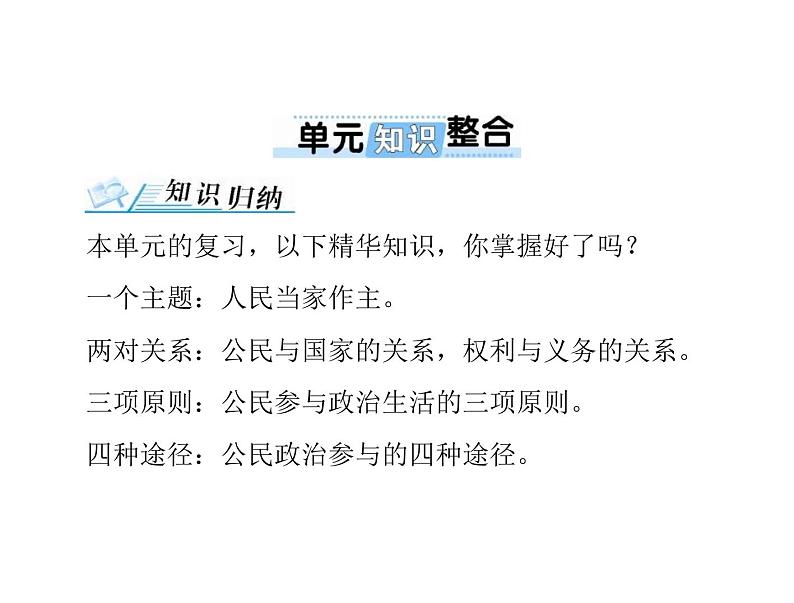 2020年高考政治一轮复习课件：第二部分 必修2 第1单元 单元知识整合(含答案)01