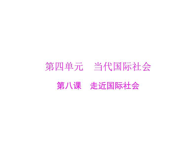 2020年高考政治一轮复习课件：第二部分 必修2 第4单元  第8课 走近国际社会(含答案)01