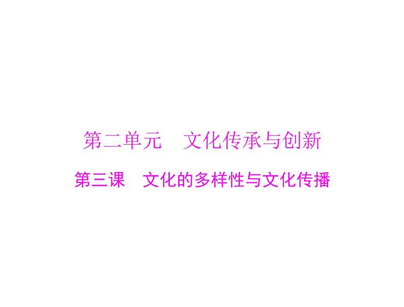 2020年高考政治一轮复习课件：第三部分 必修3 第2单元  第3课 文化的多样性与文化传播(含答案)01