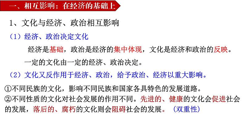 高中政治人教版必修三文化生活1.2 文化与经济、政治（共21张PPT）课件08