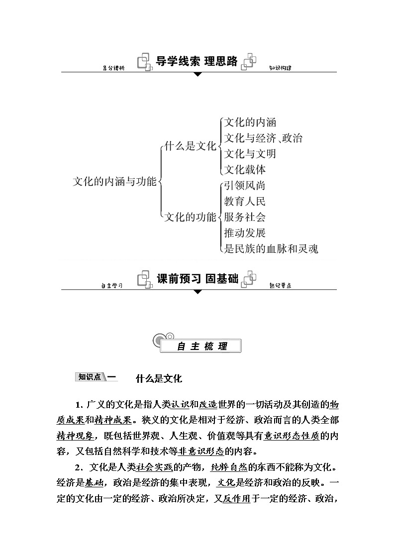 新教材2020-2021学年政治部编版（2019）必修4学案：第三单元 第七课 第一框　文化的内涵与功能 Word版含解析03