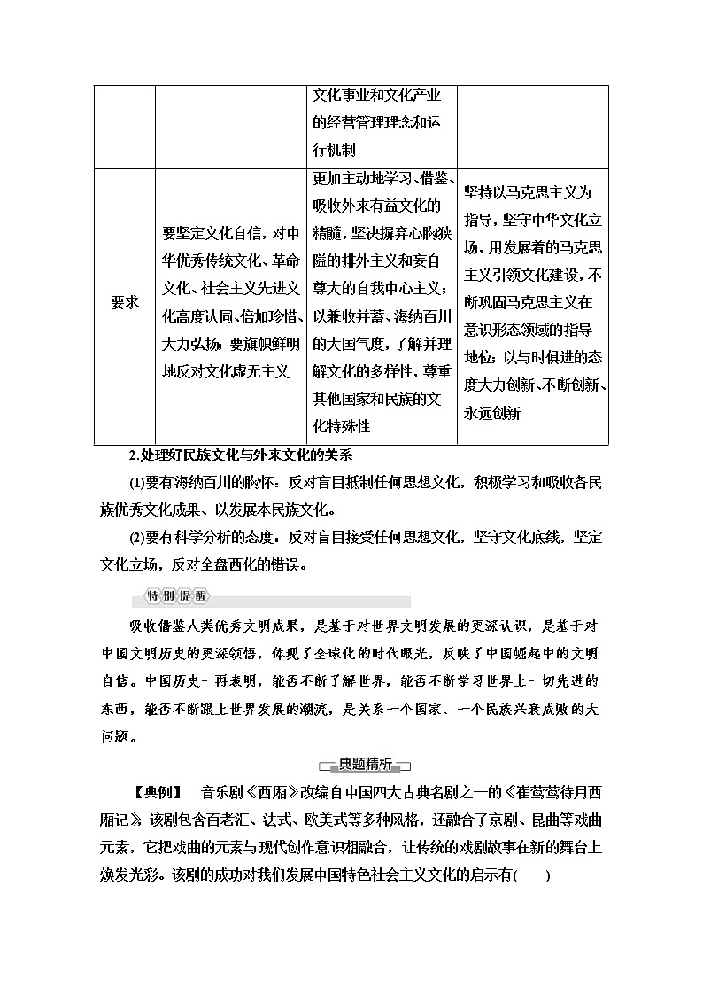 2020-2021学年新教材部编版政治必修4教师用书：第3单元 第8课　第3框　正确对待外来文化 Word版含解析03