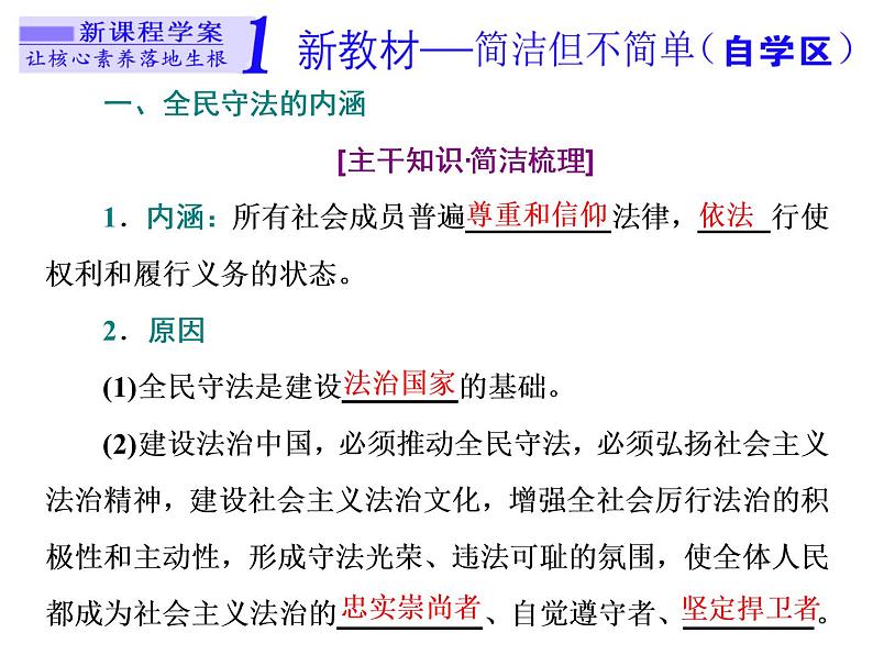 （新教材）2019-2020新课程同步统编版高中政治必修三政治与法治新学案课件：第九课　第四框　全民守法课件（42张）02