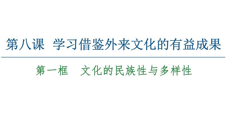 2020-2021学年新教材部编版政治必修4课件：第3单元 第8课　第1框　文化的民族性与多样性（54页）02