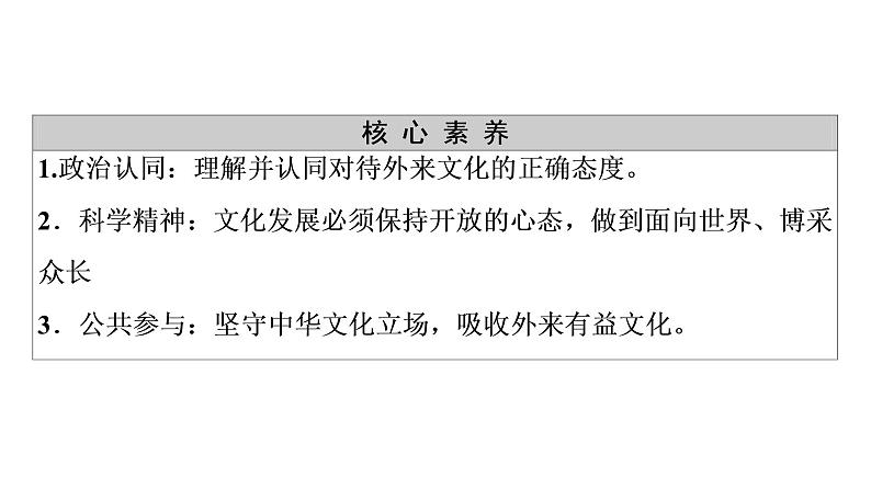 2020-2021学年新教材部编版政治必修4课件：第3单元 第8课　第3框　正确对待外来文化（52页）04