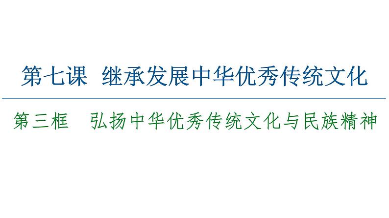 2020-2021学年新教材部编版政治必修4课件：第3单元 第7课　第3框　弘扬中华优秀传统文化与民族精神（65页）02