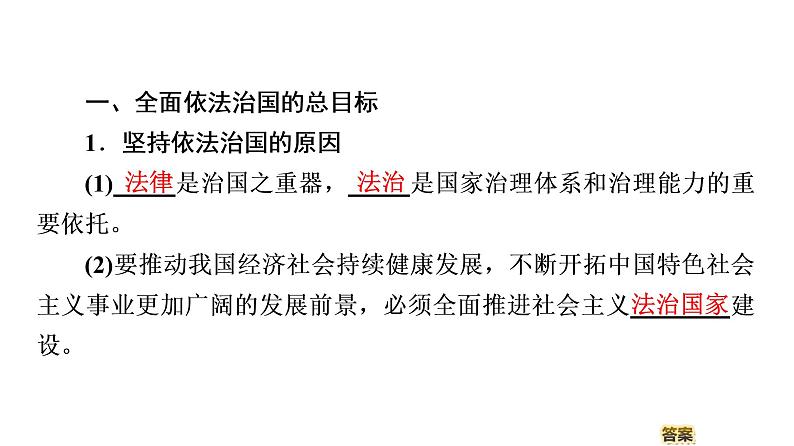 2019-2020学年高中政治部编版第三册课件：第3单元 第7课 第2框　全面依法治国的总目标与原则 课件（65张）05