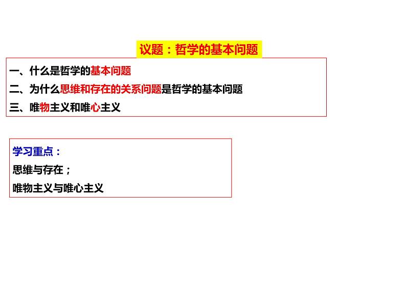 2020-2021学年山东省青岛西海岸新区胶南第一高级中学高中政治统编版（2019）必修4课件：第一单元第一课第二节哲学的基本问题（42页）第2页