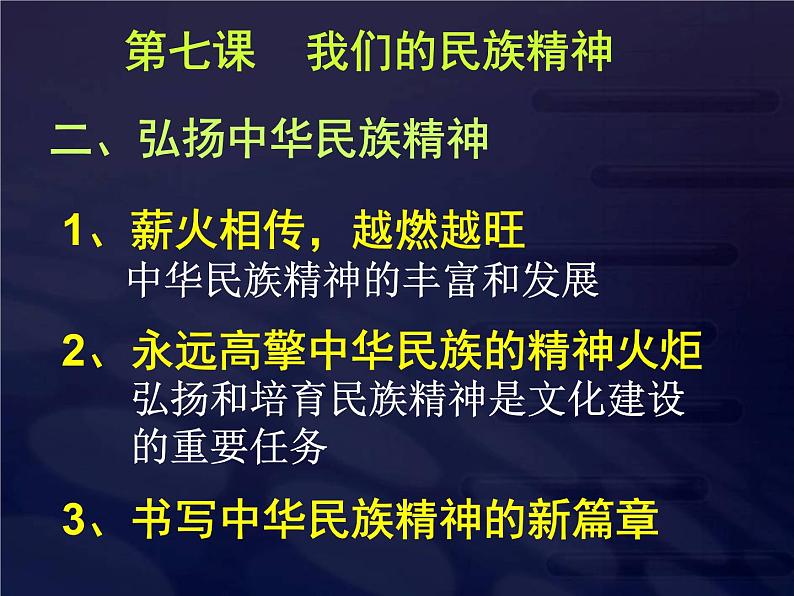 高二政治必修3课件：3-7-2弘扬民族精神（新人教版）第1页