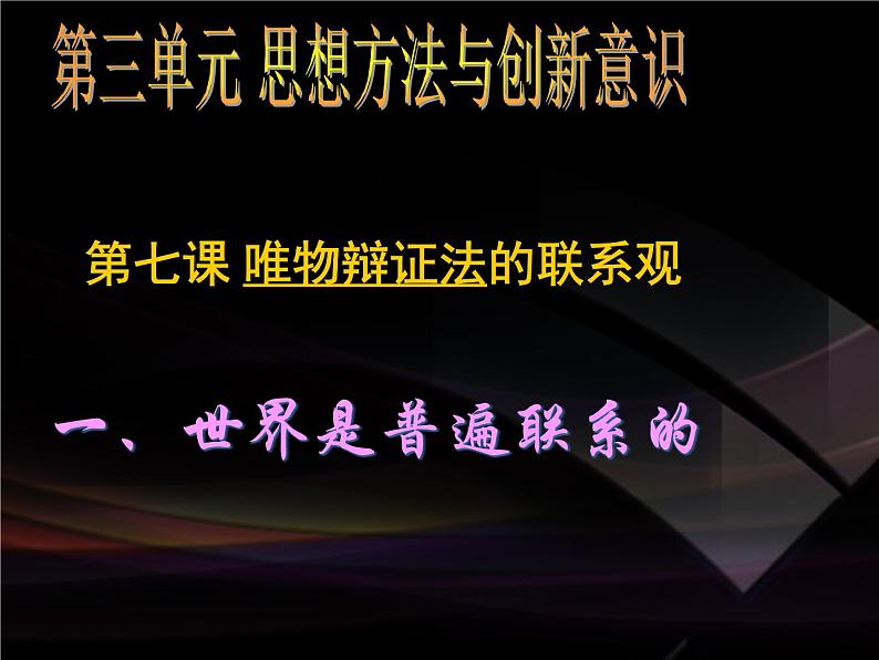 高二政治必修4课件：3.7.1世界是普遍联系的（新人教版）01