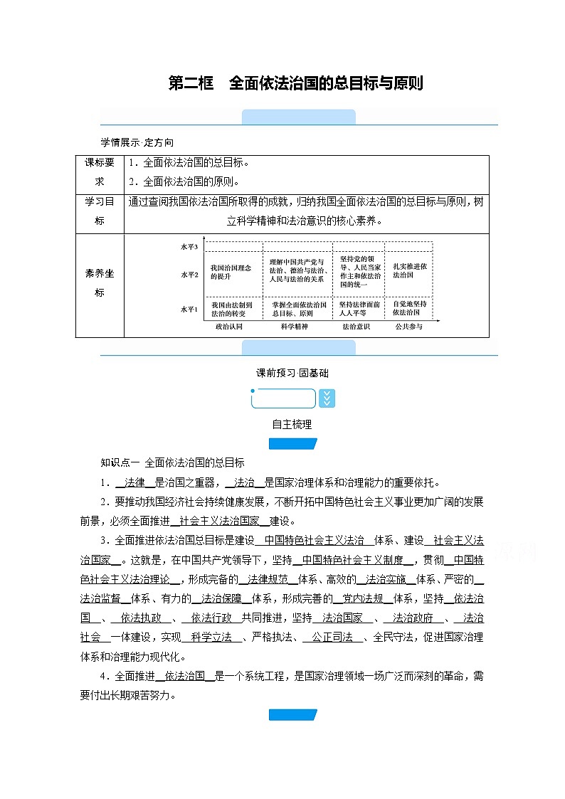 学案：7.2全面依法治国的总目标与原则+Word版含解析01