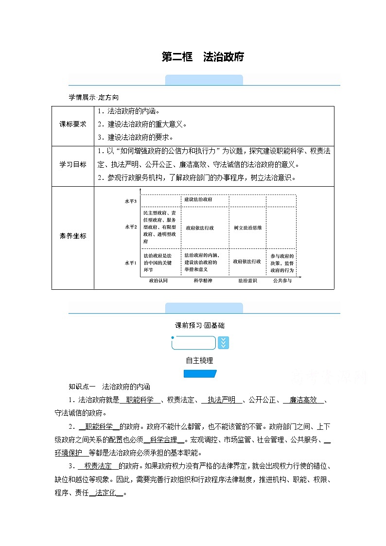 学案：8.2法治政府+Word版含解析01